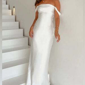 Beginning Boutique Ella White Off Shoulder Formal Dress White